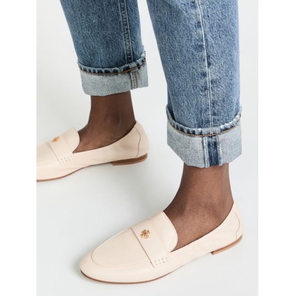 Tory Burch Logo Nude Leather Ballet Loafers Flats Women’s Size 8